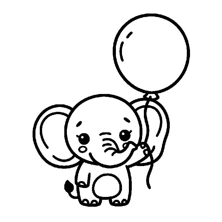 Malvorlage Elefant mit Luftballon