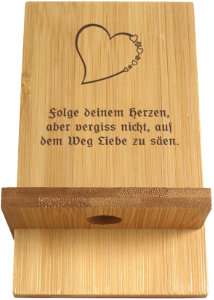 Ausgefallenes Geschenk: Handyhalter mit Gravur