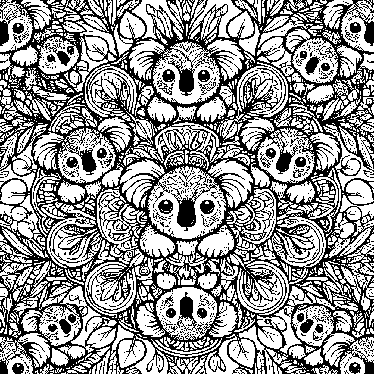 Ausmalbild Koala Mandala