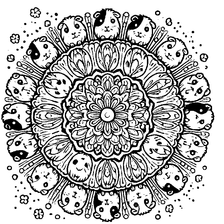 Ausmalbild Meerschweinchen Mandala