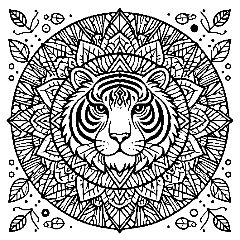 Ausmalbild Tiger Mandala