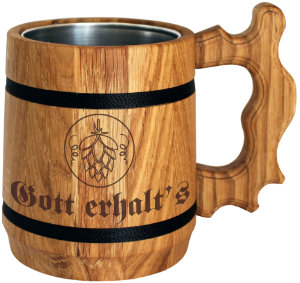 Biertrinker Geschenk - der Bierkrug aus Holz mit Gravur