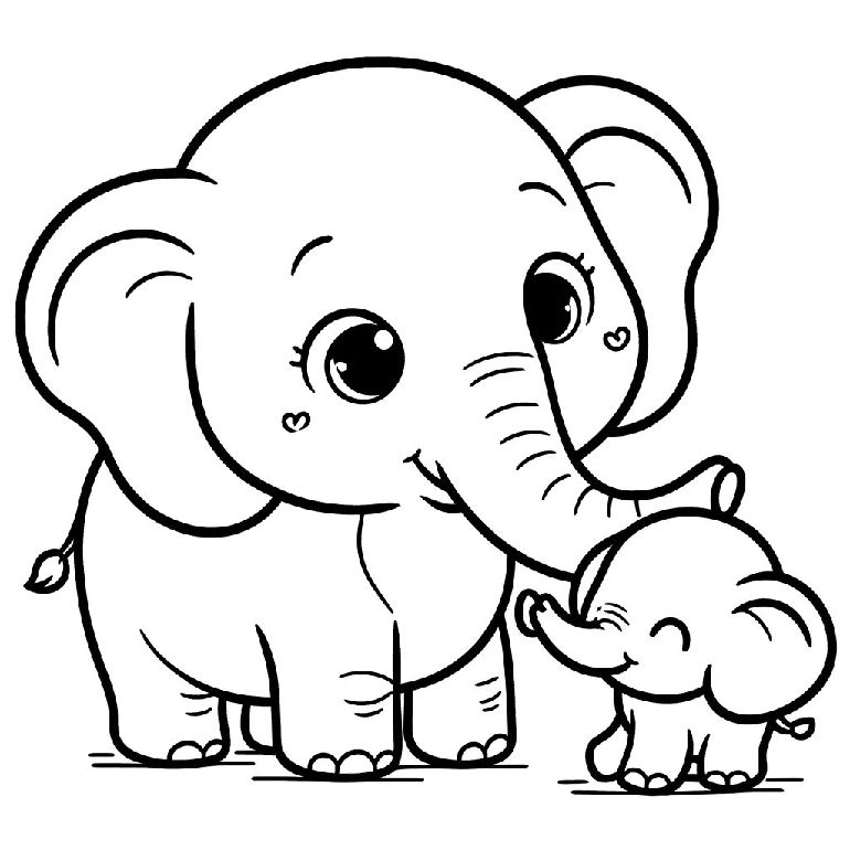 Elefant mit Baby Ausmalbild