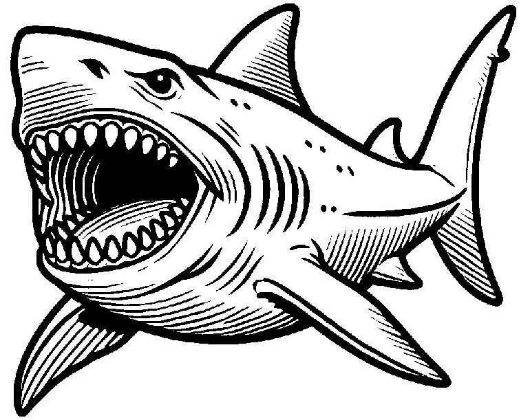 Hai Ausmalbild Megalodon