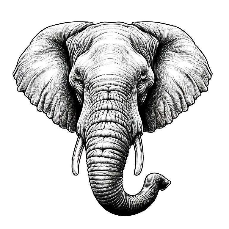 Malvorlage Elefantenkopf